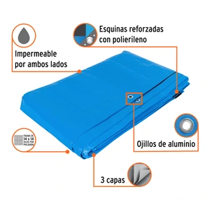 Truper Lona reforzada, 5 x 5 m, azul