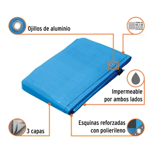 Lona azul reforzada de 5 x 6 m, Truper