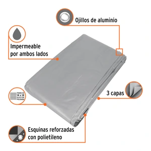 Lona gris reforzada 5 x 7 m, Truper