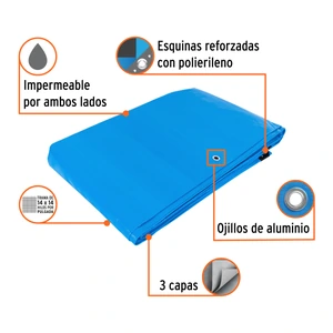Truper Lona reforzada, 5 x 7 m, azul