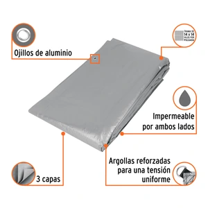 Lona gris reforzada 6 x 6 m, Truper