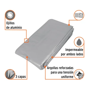 Lona gris reforzada 6 x 9 m, Truper
