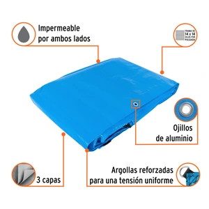 Truper Lona reforzada, 6 x 9 m, azul