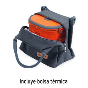 Truper Lonchera térmica con 3 contenedores de acero inoxidable