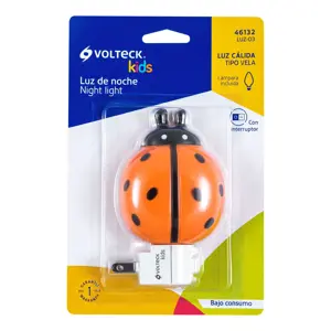 Luz de noche con lámpara E12, catarina, Volteck