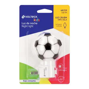 Luz de noche con lámpara E12, balón soccer, Volteck