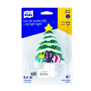 Luz de noche con lámpara E12, pino de navidad, Volteck