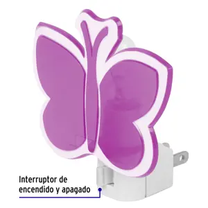 Luz de noche con lámpara E12, mariposa, Volteck