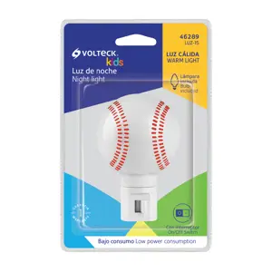 Luz de noche con lámpara E12, pelota de béisbol, Volteck
