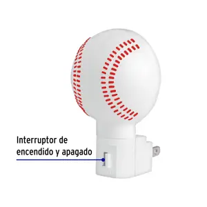 Luz de noche con lámpara E12, pelota de béisbol, Volteck