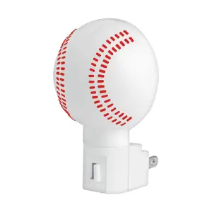 Luz de noche con lámpara E12, pelota de béisbol, Volteck