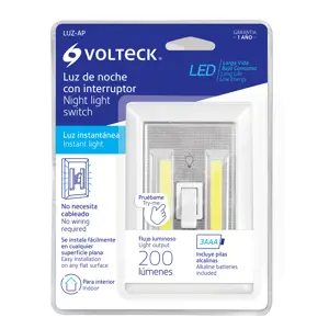 49970 / LUZ-AP Volteck Luz LED 200 lm para pared con interruptor con 3 pilas AAA