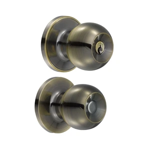 Pomo tubular bola función latón antiguo, llave estándar, blíster Lock