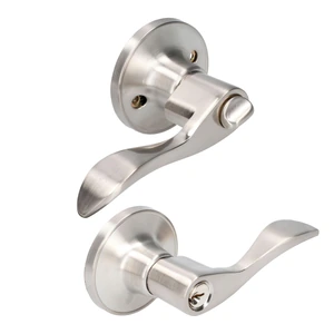 Manija tubular curva función entrada y recámara, níquel satinado, llave estándar, blíster Lock