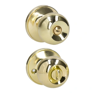 Pomo tubular bola función baño, latón brillante, blíster Lock