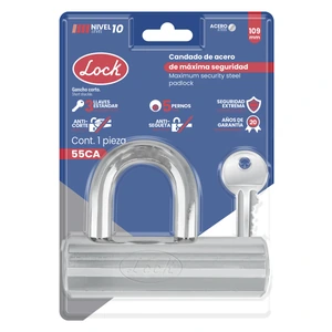 Candado de máxima seguridad tipo gancho corto 109 mm, llave estándar Lock