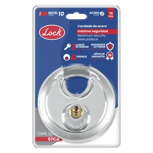 Candado de máxima seguridad tipo disco 70 mm, llave estándar Lock