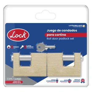 Juego de candados para cortina 80 mm, latón brillante, llave estándar, 2 piezas Lock