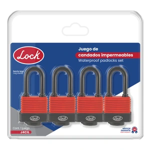 Juego de candados impermeables largos 40 mm, llave estándar, 4 piezas Lock