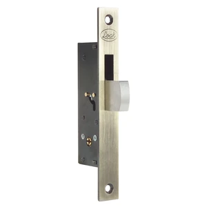 Cerrojo para embutir de paleta, latón antiguo, llave tetra, en caja Lock