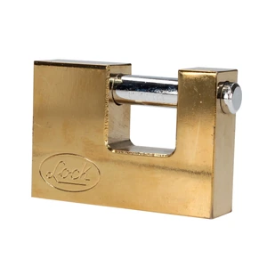 Lock-L22C80ELBB / L22C80ELBB Candado de acero para cortina metálica 80 mm, latón brillante, llave estándar Lock