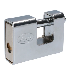 Lock-L22C80QCBB / L22C80QCBB Candado de acero para cortina metálica 80 mm, niquel satinado, llave de puntos Lock