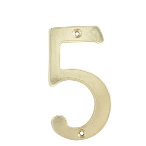 Número 5 slim 4" latón brillante Lock