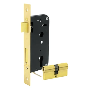 Mecanismo de embutir función doble, latón brillante, llave Lock