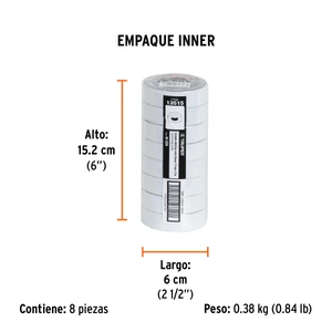 Cinta de aislar de 9 m x 19 mm, blanca, Truper