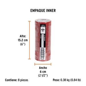 Cinta de aislar de 9 m x 19 mm, roja, Truper