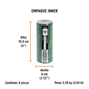 Cinta de aislar de 9 m x 19 mm, verde, Truper