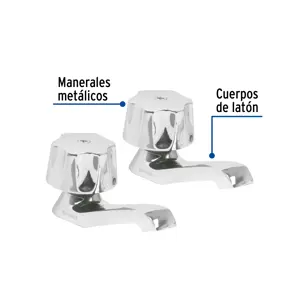 Foset Juego 2 llaves individuales para lavabo, manerales metálicos