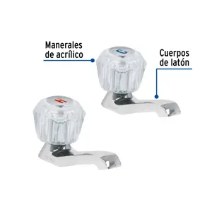 Foset Juego 2 llaves individuales para lavabo, manerales acrílico