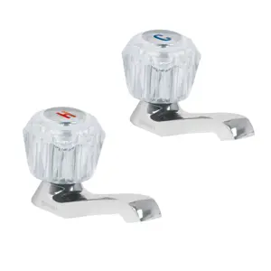 49235 / M-242A Foset Juego 2 llaves individuales para lavabo, manerales acrílico