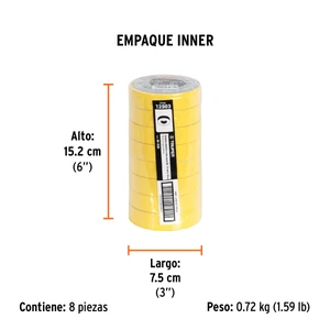 Cinta de aislar de 18 m x 19 mm, amarilla, Truper