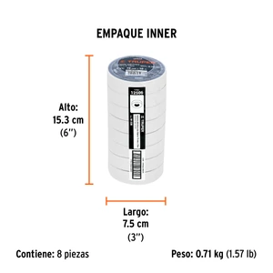 Cinta de aislar de 18 m x 19 mm, blanca, Truper