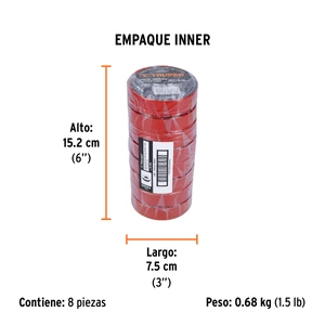 Cinta de aislar de 18 m x 19 mm, roja, Truper