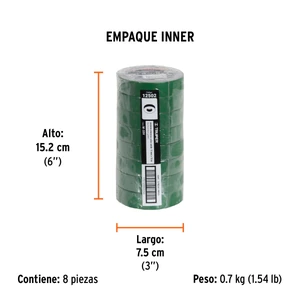 Cinta de aislar de 18 m x 19 mm, verde, Truper