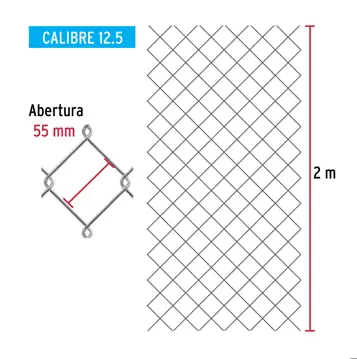 Fiero Rollo malla ciclónica cal.12.5, 2x20m, abertura 55mm 51kg