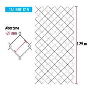 Fiero Rollo malla ciclónica cal.12.5, 1.25x20m, abertura69mm 26kg