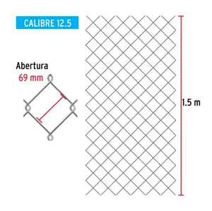 Fiero Rollo malla ciclónica cal.12.5, 1.5x20m, abertura 69mm 31kg