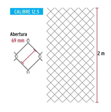 Fiero Rollo malla ciclónica cal.12.5, 2x20m, abertura 69mm 40kg