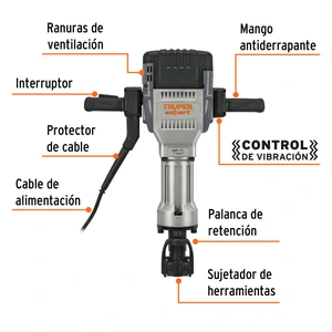Martillo demoledor HEX 30 kg, 62J, 2000W, TRUPER EXPERT