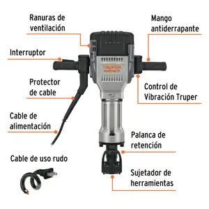 Martillo demoledor HEX 30 kg, 62J, 2000W, TRUPER EXPERT