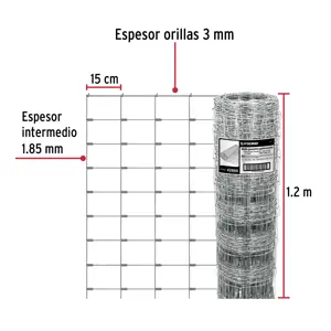 Fiero Rollo malla borreguera, 1.2m x 50m acero galvanizado, 26kg