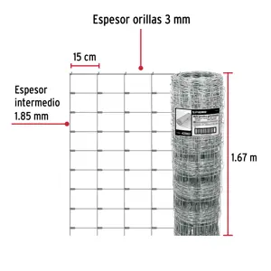Fiero Rollo malla borreguera, 1.67m x 50m acero galvanizado, 31kg