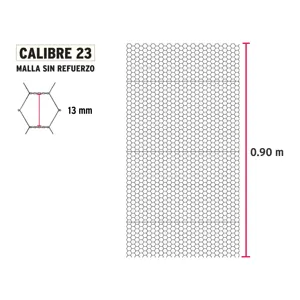 Fiero Rollo malla hexagonal cal.23, 0.90x 45m, abertura 13mm, 16kg