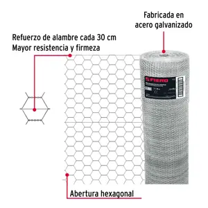 Fiero Rollo malla hexagonal cal.22, 1x 45m, abertura 25mm, 13kg