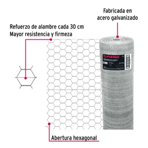 Fiero Rollo malla hexagonal cal.22, 1.2x 45m, abertura 25mm, 16kg