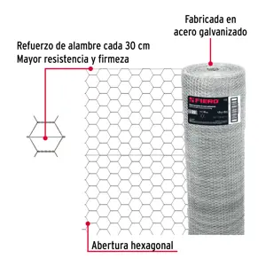 Fiero Rollo malla hexagonal cal.22, 1.75x 45m, abertura 25mm, 23kg